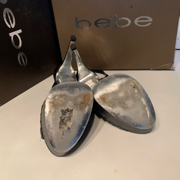 Bebe black slingback leather 6”high heels, Good Condition, minimal wear - Picture 3 of 4